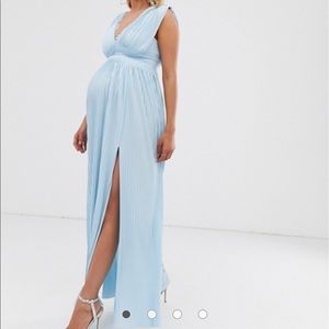 ASOS Maternity premium lace pleated maxi dress